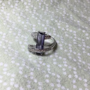 Sterling silver ring with purple stone, size 8
